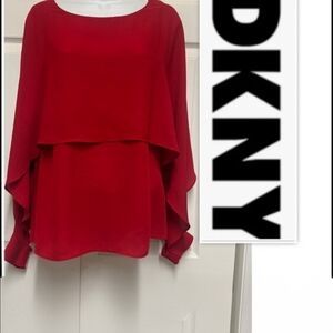 Romantic DKNY Women's Gorgeous Red Layered Top